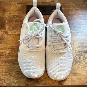 Nike White Sneakers with Purple and Teal Details